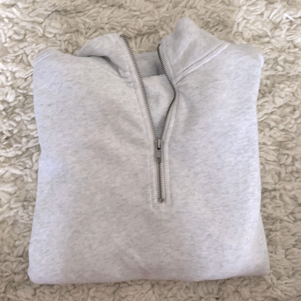Grey zip up crewneck